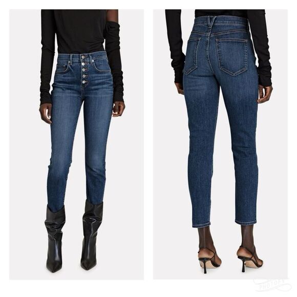 VERONICA BEARD Debbie High-Rise Skinny Jeans Button Fly Lava Stone Dark Wash 24 - Picture 3 of 16